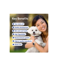 getreidefreies Trockenfutter für junge Hunde kleiner und kleinster Rassen mit weißem Fell, mit weißem Fisch