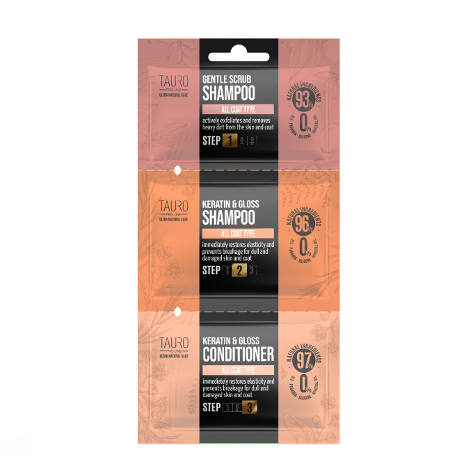dog and cat coat and skin shampoo and conditioner sample set - 1