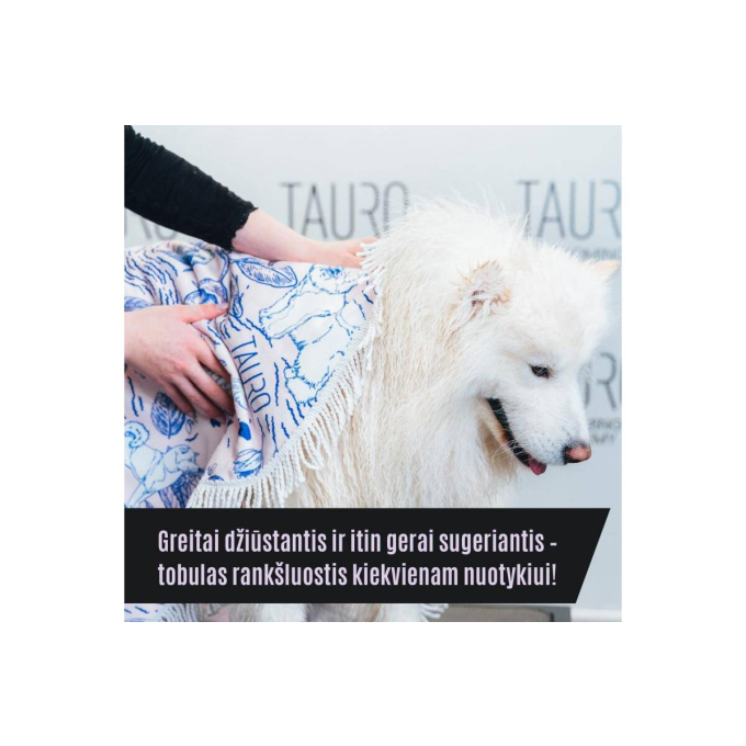 round microfiber towel, unique design, pink with blue details and fringes - 8